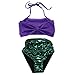 Little Girls 2 Pcs Princess Mermaid Tail Swimmable Costumes Bikini Set Swimwear, Purple and Green, Large / 4-5 Years