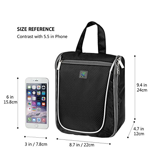 Goldwheat Waterproof Travel Toiletry Bag for Women/Men Cosmetic Travel Organizer Hanging Toiletry Kit, Black