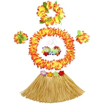 Fighting to Achieve 30cm Hawaiian Grass Skirt Performance Costume Set for Girls