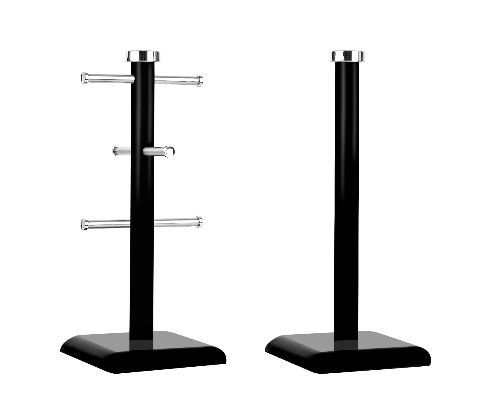 Royal Cuisine Kitchen Roll Holder & Mug Tree Set Durable Paper Towel Holder Cup Holder & Mug Stand for Kitchen Countertop Stylish Towel Holder and Mug Holder-Kitchenware (Black)