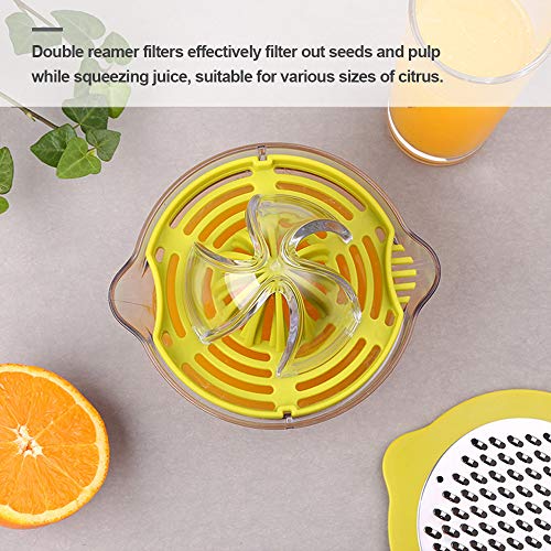 CONBOLA Lemon Squeezer Citrus Orange Manual Juicer, 4 in 1 Multifunctional Space Saving Kitchen Juicer with Cheese Ginger Garlic Grater, Multi-Size Reamers