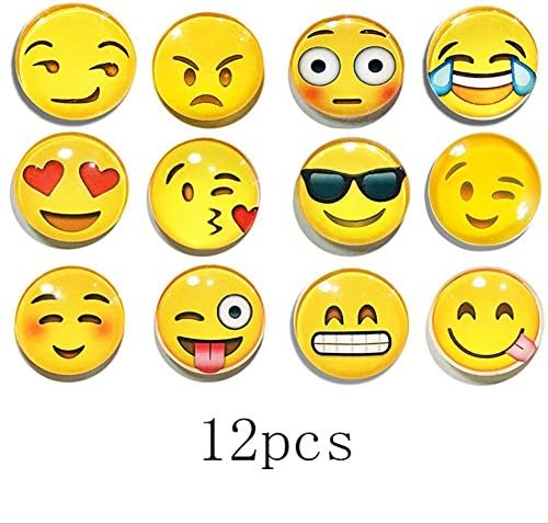 TEKEFT 12 Pack Refrigerator Magnets, Emoji Magnets Fridge Magnets 3D Funny Cute School Lockers Accessories Set (12pcs Emoji)