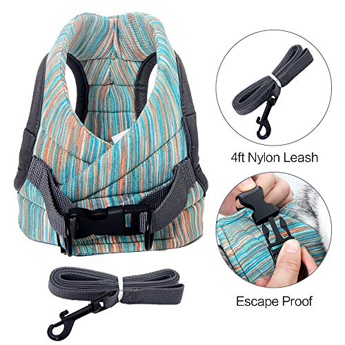 Yult Cat Harness and Leash Set Ultra-Light Escape Proof Kitten Collar Cat Walking Jacket with Running Cushioning Soft and Comfortable Suitable for Puppies Rabbits(S,Green)