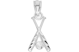 ICE ON FIRE JEWELRY 925 Sterling Silver Baseball Bat and Ball Pendant for Sports Fans, Jewelry Charm for Softball Major and Minor League Sports Wear Tournament Prize Trophy Fashion Wear