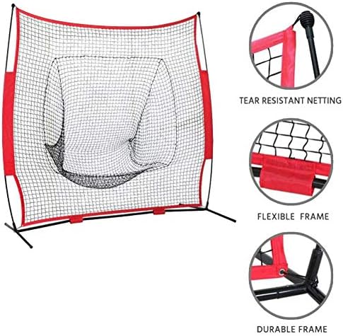 YAOBAO Portable Baseball Softball Practice Net, Foldable Tripod Stand for Practice Hitting,Pitching,Batting,Fielding,Backstop,Training Aid Great for Teams (2.13 x2.13M)