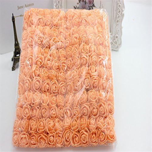 144Pcs 2Cm Mini Foam Rose Artificial Flower Bouquet Multicolor Rose Wedding Flower Decoration Scrapbooking Fake Rose Flower Orange