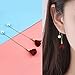 ERAWAN Women Fashion Gold Silver Plated Crystal Flower Drop Dangle Long Chain Earrings EW sakcharn (Wine Red)
