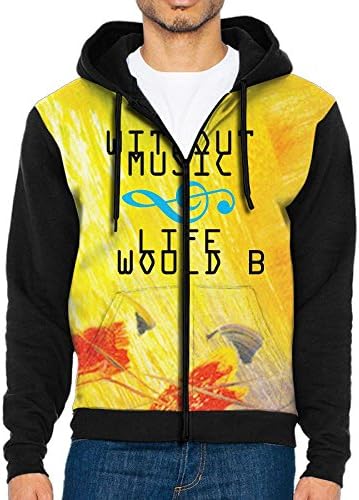 Without Music Life Would B Men's Sweatshirt Vintage Zipper Hoodie