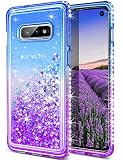 HoneyAKE Case for Galaxy S10e Case Bling Diamond Glitter Case for Girls Women Cute Floating Liquid Quicksand Protective Shell Cover Soft TPU Phone Case for Samsung Galaxy S10e 5.8inches, Purple Blue