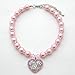 PETFAVORITES Crystal Heart and Rose Charm Dog Necklace Collar Jewelry with Bling Rhinestones Pearls for Pets Cats Small Dogs Girl Teacup Chihuahua Yorkie Clothes Costume Outfits (Pink, 8 to 10-Inch)
