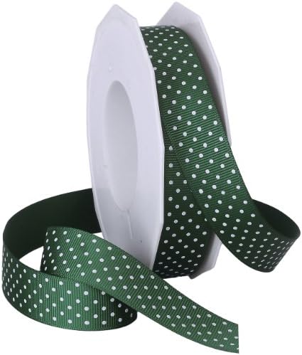 Morex Swiss Dot Polyester Grosgrain Ribbon, 7/8-Inch by 20-Yard Spool, Hunter
