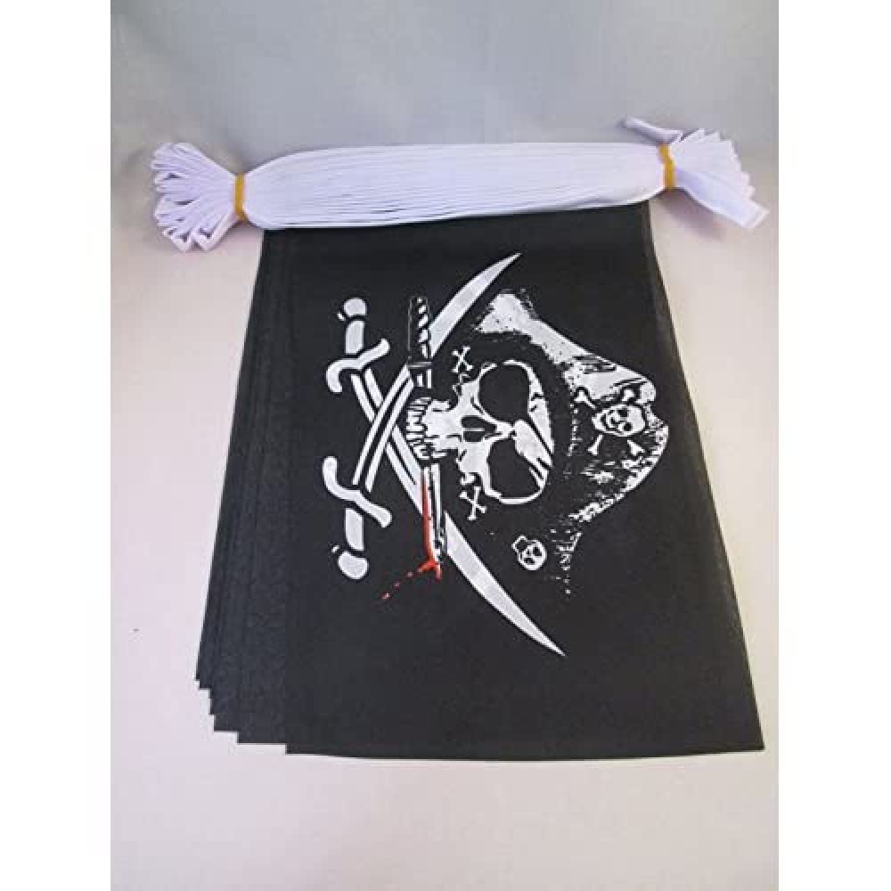 AZ FLAG Pirate Deadman Chest Triconner Bunting Flag, 20 Ft Garland 20 Small Pirates Flags 8'' x 6'', 100% Polyester String Pennant, 6 meters — image 1