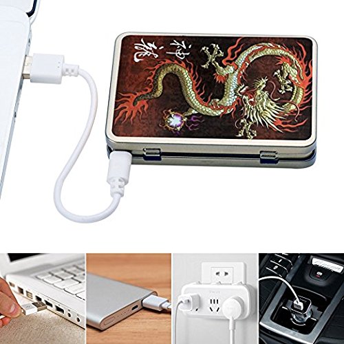 Usb Cigarette Lighter Case Cigarette Box Electronic Flameless Rechargeable Windproof Lighters Can Hold 16 Cigarette Smoke (Dragon usb lighter)