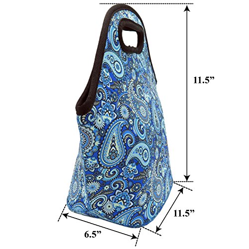 Neoprene Lunch Bag - Insulated Lunch Tote Bags for Women & Girls - Lunch Boxes for Kids & Adults - Adult Lunch Box (Paisley Design Set)