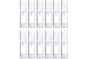 Wresty 12 Pcs Vacuum Lotion Bottles - Plastic Airless Pump Bottles, Travel DIY Cosmetic Cream & Makeup Foundation Toiletries Liquid Vacuum Container (5ml)