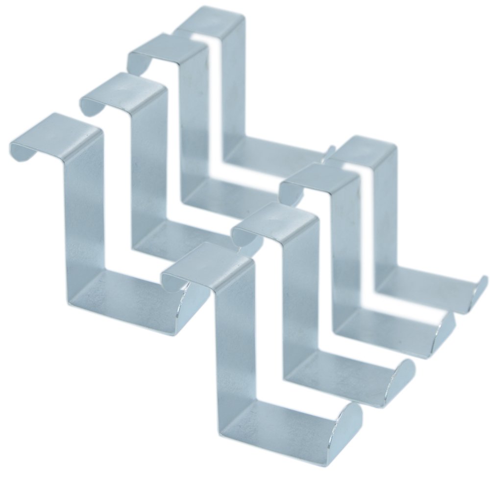 Baoii 8 pcs Over Cupboard and Drawer Hooks Stainless Steel Over Door Hooks Metal Reversible Hanger for Doors and Cabinet Drawers