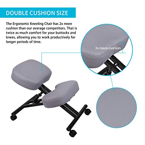 Ergonomic Kneeling Chair, Adjustable Stool for Home and Office - Improve Your Posture with an Angled Seat - Thick Comfortable Cushions - Thumbnail 6