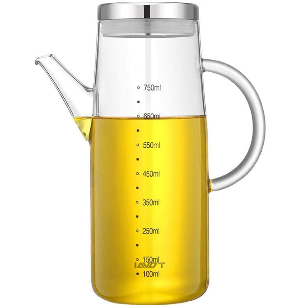 XiaoShenLu Olive Oil Dispenser Bottle Glass Oil Bottle Cruets No Drip, Oil Container for Vegetable Olive Oil, Lead-Free Glass Oil Dispenser, 750ml