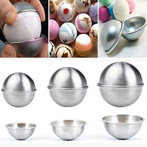 2Pcs 3D Aluminum Alloy Homemade Round Sphere DIY Ball Mold for Resin Epoxy, Jewelry Making, Candle Wax, Homemade Soap, Bath Bomb, Polymer Clay, Ice Ball Maker size 1#