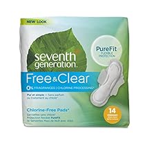 Seventh Generation Maxi Pads, Overnight with wings, Free & Clear Chlorine Free Maxi Pads, 14ct