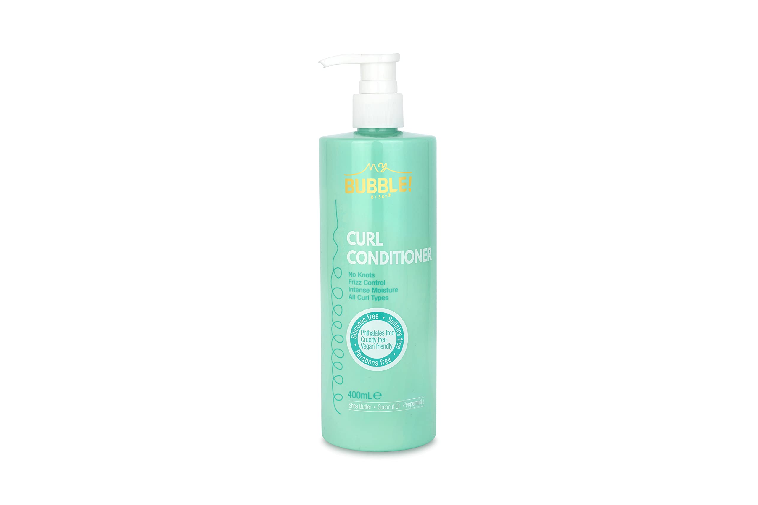 My Bubble! Curl Conditioner 400ml with Shea Butter, Coconut & Peppermint for all curly hair types, vegan, silicone free, parabens free, sulfates free, curly girl method approved