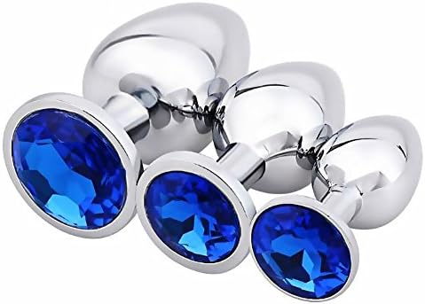 LongDe 3pcs Luxury Gem Jeweled Design Stainless Steel Plug Anales(Blue)