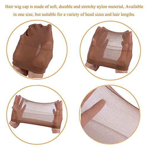 20 PCS Nylon Stretchy Material Wig Caps, PAFOWO 10 PCS Natural Beige Stocking Hair Nets & 10 PCS Light Brown Caps for Wigs Women - Thumbnail 2
