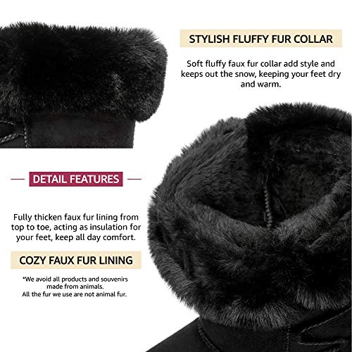 Vepose Women's Winter Snow Boots – Mid Calf Suede Boots With Fur Lining, Warm Fuzzy Shoes For Cold Weather