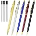 Ballpoint Pen, Ballpoint Pens Black Ink Retractable Pens Bulk Stainless Steel Metal Pens Ball Point Medium 1.0mm School Business Office Executive Grip Pen For Men Women, 5 Pack With 5 Extra Refills