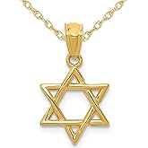 Gem And Harmony 14K Yellow Gold Star of David Pendant Necklace with Chain