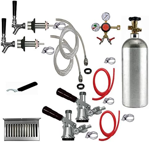 Bev Rite Premium Refrigerator Conversion Kit Door Mount Keg Tap Beer Double Line, with CO2 Tank, Clear