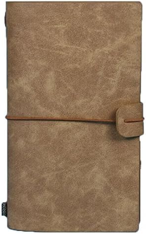 Notebook And Journals, Faux Leather Writing Notebook/A6 Traveling notebook Vintage Style With Leather Strap For Business/Diary/Project Planner (Color Khaki)
