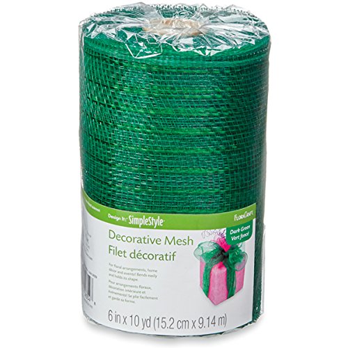 FloraCraft RS9752/1/2 Decorative Mesh, 6-Inch by 10-Yard Length, Dark Green with Mettalic Strands