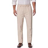 voeeron Mens Elastic Waist Twill Pants for Seniors – Pull On Comfort Pants with Stretch Waistband, Relaxed Fit