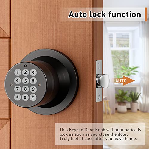 Signstek Keyless Entry Door Lock, Door Knob with Keypad, Smart Code