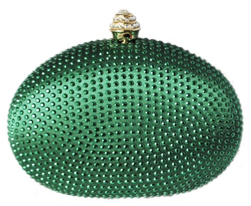 Chicastic Emerald Green Rhinestone Crystal Minaudiere Hard Mini Wedding Cocktail Evening Clutch Bag