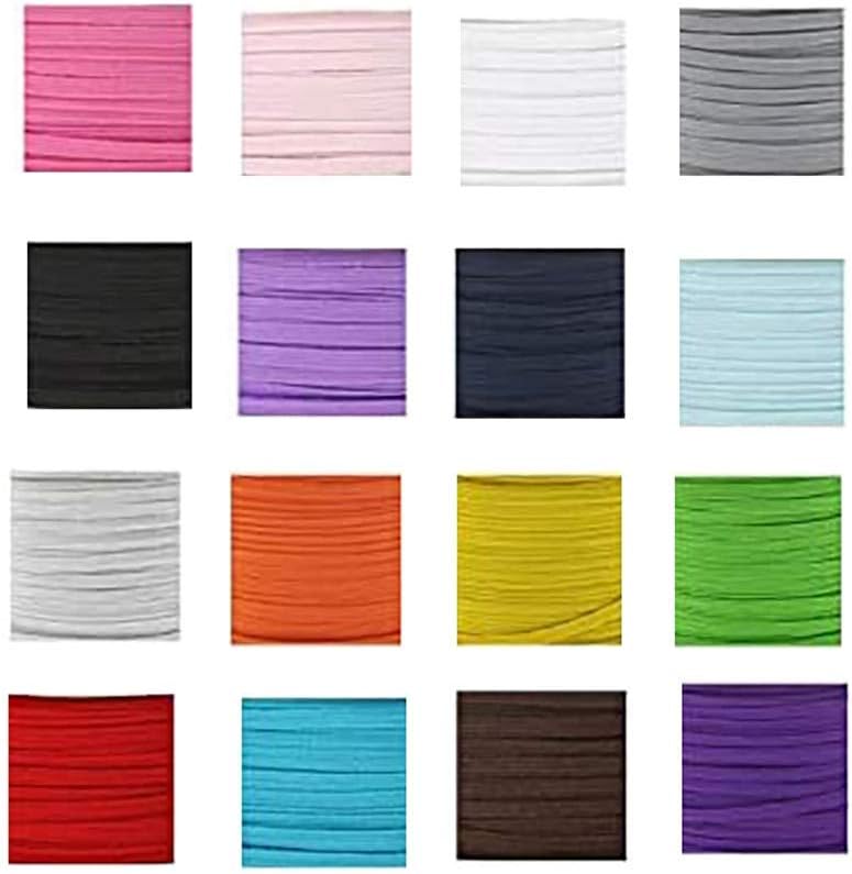 3mm 1/8 Inch 16 Colors Braided Flat Elastic Band,Elastic Cord,Heavy Stretch Elastic Rope for Sewing and Crafting,High Elasticity Knit Spool for Adult DIY,Bedspread, Cuff (Multicolor)