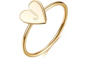 Memorjew 925 Sterling Silver Rings for Girls Women, Dainty Initial Heart Ring Stacking Ring for Women Girls Jewelry Gifts
