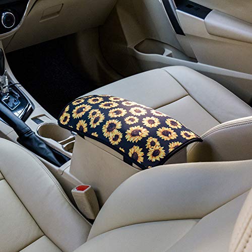 Evankin Auto Center Console Cover,Universal Fit Soft Comfort Center Console Armrest Cushion for Car,Neoprene Sunflower Stylish Pattern Design Car Armrest Cover(Sunflower) - Thumbnail 6