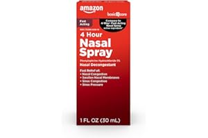 Amazon Basic Care Nasal Four Nasal Spray, Phenylephrine Hydrochloride 1 Percent, Nasal Decongestant, 1 fl oz (Pack of 1)