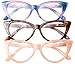 SOOLALA Ladies 50mm Lens Fashion Designer Cat Eye Reading Glasses Customized Strengths, PinkBlueLeo, 1.75