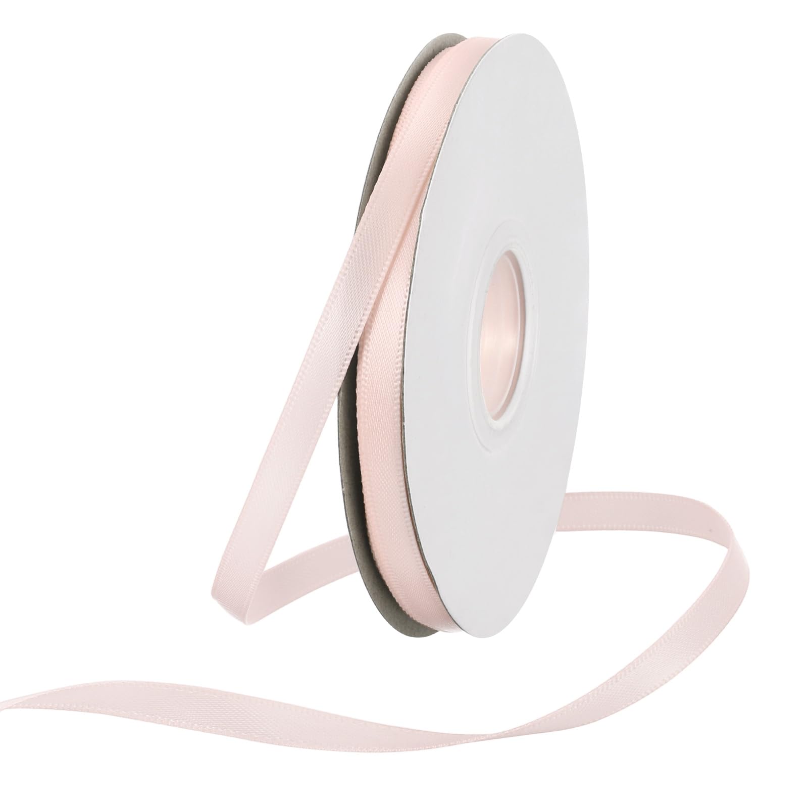 Rebower 6mm Satin Ribbon 46m Thick Double Face Grosgrain Silk Ribbon, [for Gift Wrapping, Hair Bows, Wedding, Cake, Flower] - 50 Yard/150ft/ Apricot