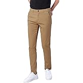 Plaid&Plain Men's Skinny Stretchy Khaki Pants Colored Pants Slim Fit Slacks Tapered Trousers