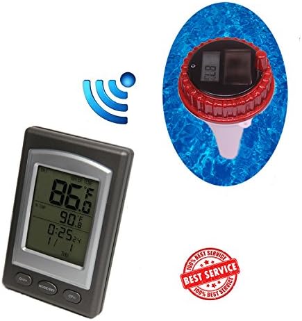 Wireless Pool Thermometer, UKINDA Floating Solar Rechargeable Thermometer for Pool, Spa, bathtub, fishpond. (red)