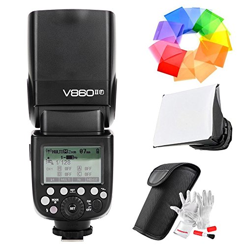 Godox V860II-F 2.4G TTL Flash for Fuji Camera GN60 HSS 1/8000s 1.5S Recycle Time 650 Full Power Pops 22 Steps of Power Output - With 2000mAh Rechargeable Battery and Charger
