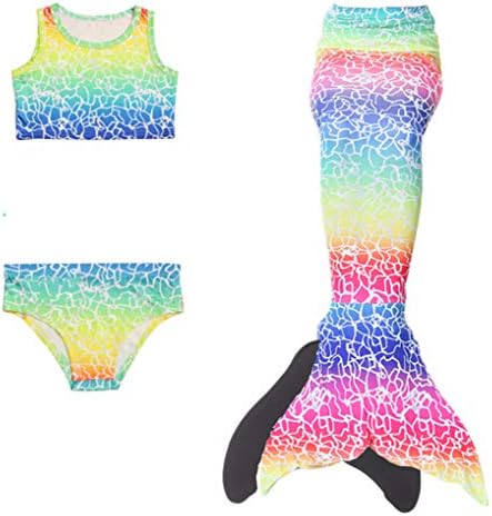 Kidssky Girls Kids Mermaid Tail Swimmable Bikini Set Swimwear Swimsuit Cosplay Costume for Swimming
