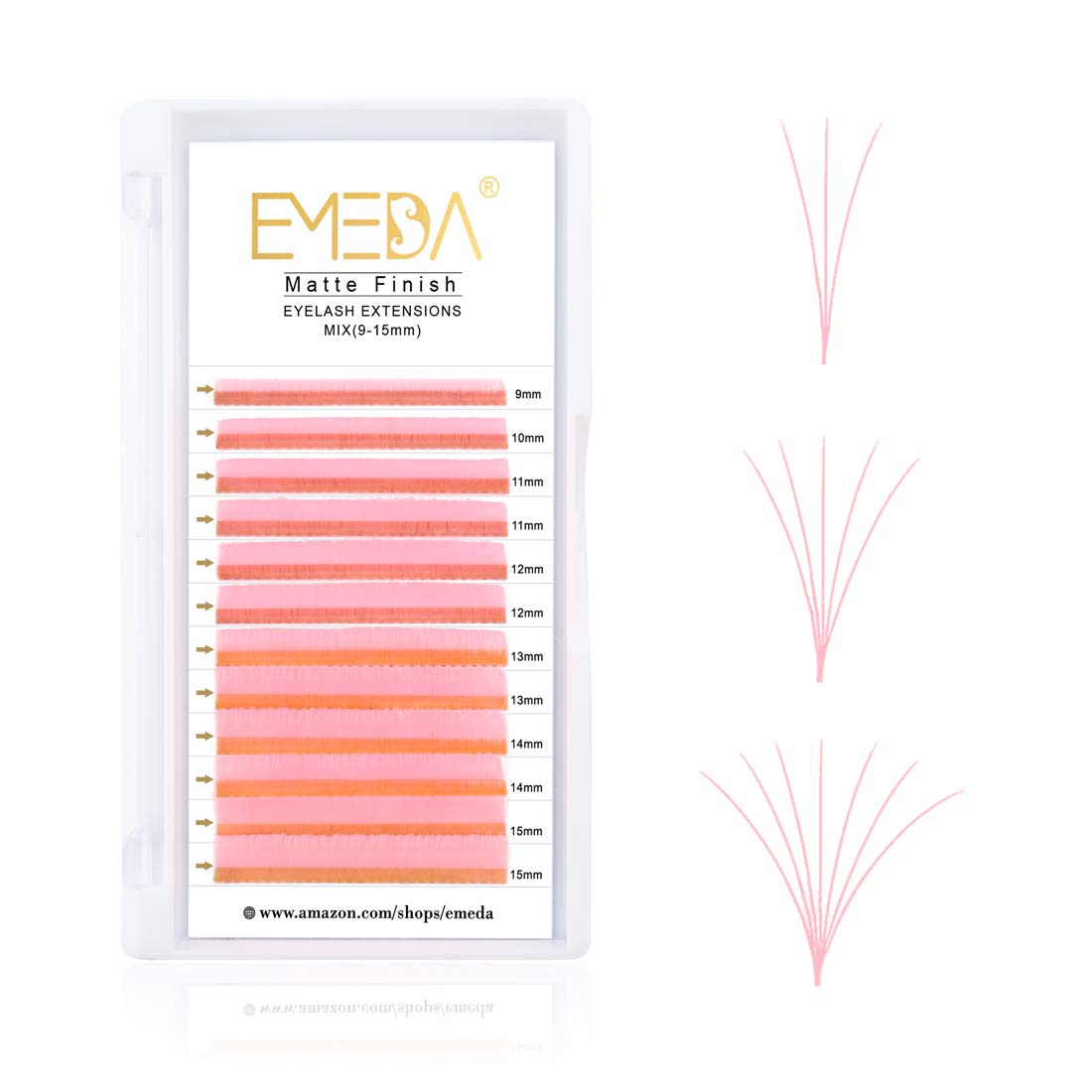 MEDA Colored Lash Extensions Easy Fan Volume Lashes Colorful Pink Lashes 0.07mm D Curl 9-15mm Mix Length 2D-20D Rapid Auto Self Fanning Mega Volume Eyelash Extensions (Pink) โ image 1