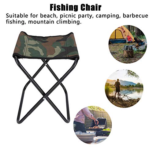 RBSD Edelstahl + Oxford Stoff Tragbarer ultraleichter Camouflage Color Angelstuhl, Camping Stuhl, für den Strandhof – Bild 3