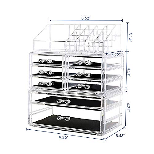 DreamGenius Makeup Organizer 3 Pieces Acrylic Jewelry and Cosmetic