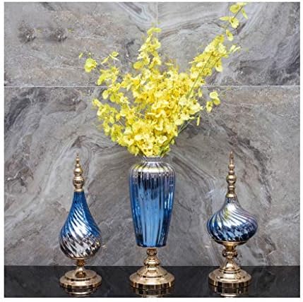 透明なガラスの花瓶 花のためのガラス花瓶大青い花瓶花のための花瓶大花セット 3個1セット 開店記念セール